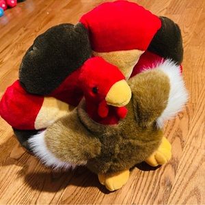 Vtg MTY international turkey plush 12”X15” multicolored Thanksgiving